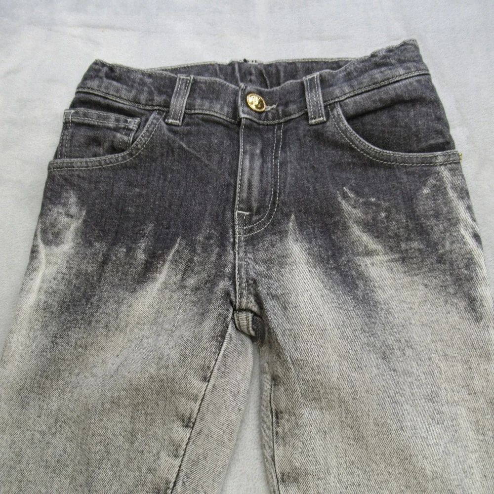 Versace Jeans Youth 6A 22X21 Gray Logo Graphic‎ Button Waist Straight Italy Made